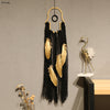Artilady Black Golden Feather Dream Catcher for Bedroom