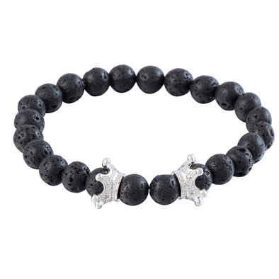 Artilady Men natural stones bracelet volcanic bracelet Crown bracelet